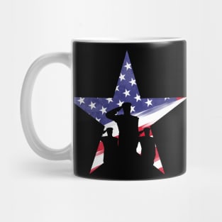 US Flag Star With Saluting Soldiers July 4th Veterans Day Mug